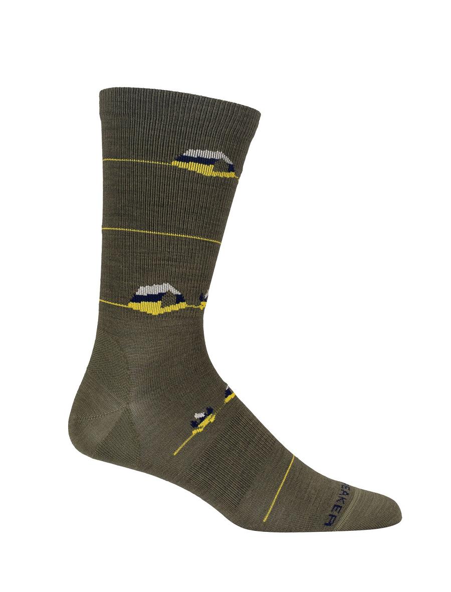 Loden / Royal Navy Men's Icebreaker Merino Lifestyle Ultralight Crew Backcountry Camp Socks | USA 1008CTVE